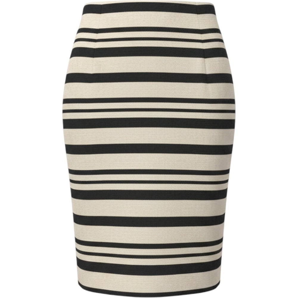 J.Crew Womens Striped Cotton Blend Pencil Skirt Cream Navy Blue Size 6